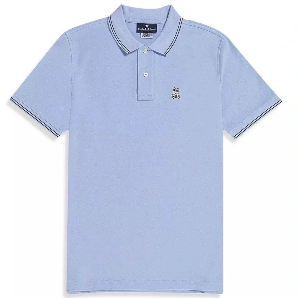 Psycho Bunny Men’s New Deco Blue Logan Tipped Short Sleeve Polo size 7 XXL - Picture 1 of 4